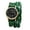 Green, variant on Analog Quartz Leather Strap Watch for Women:Halloween Retro Motorcycle Watch with Round Dial Digital Concept Scale Double Wrap Strap for Women