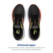 Brooks Men’s Ghost 16 Neutral Running Shoe - Black/Mandarin Red/Green - 7.5 Medium