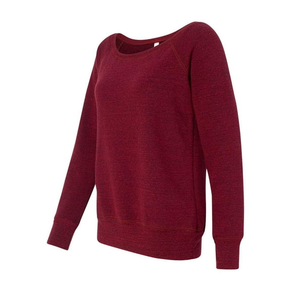 Bella 7501 Womens Sponge Fleece Wide Neck Sweatshirt - Dark Red Triblend, Extra Large