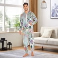 thumbnail image 6 of FORMRS Onesies Pajama for Adults Unisex Hoodie Winter Jumpsuit One Piece Sleepwear, Sizes S-2XL, Green Floral Cranes Pattern, 6 of 7