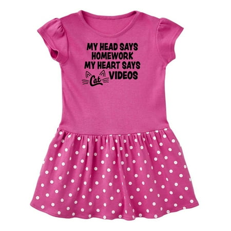 

Inktastic My Head Says Homework My Heart Says Cat Videos Gift Toddler Girl Dress