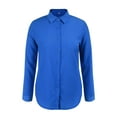 thumbnail image 4 of Smilkoo Women's Basic Top Leisure Long Sleeve Single Breasted Solid Color Woven Blouse, 4 of 5