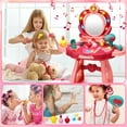 thumbnail image 5 of JoyStone Toddler Makeup Table and Chair Set with Mirror, Hair Dryer and Accessories, Durable Plastic Princess Vanity Toy for Girls Ages 3-6 (Pink), 5 of 8