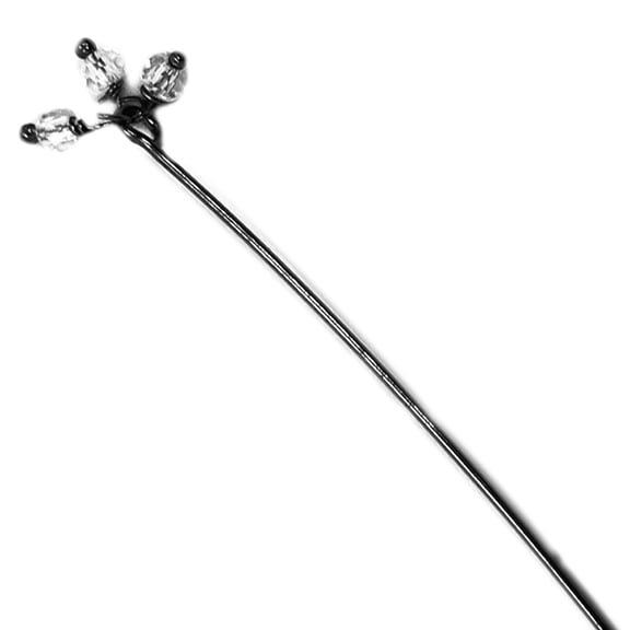 HPR-115-CY-3" Black Rhodium Overlay 22 Gauge Head Pin Or Eye Pin With Granulated Bunch of Three 3MM White Crystal Quartz