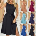 thumbnail image 1 of Gspmoly Robes pour Femmes, Robe Débardeur Décontractée Sans Manches de Printemps/été pour Femmes, Robe Unie Ample à Col Rond, Robes de Cocktail jusqu'à 65 % de Rabais, 1 of 8