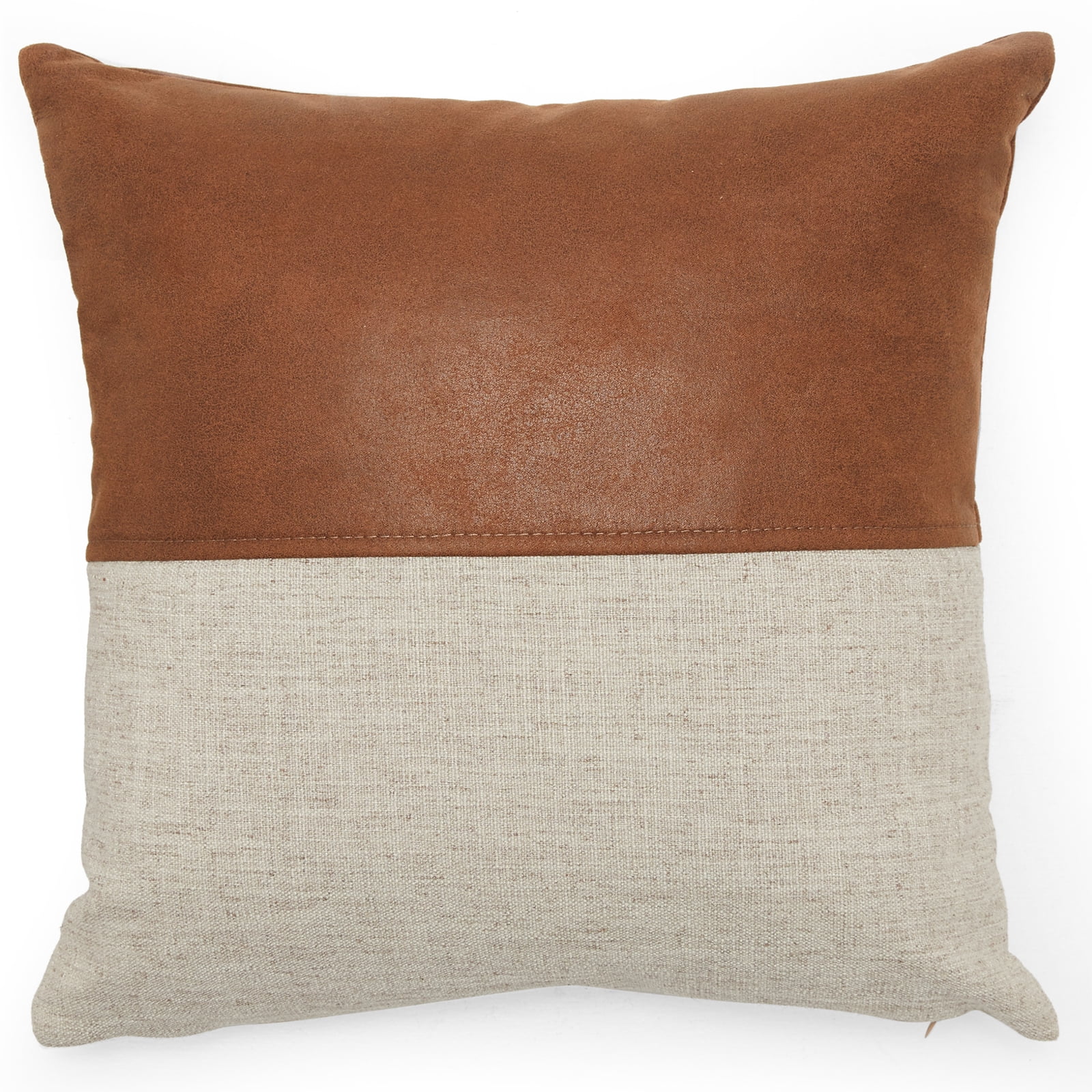 Modrn Industrial Mixed Material, Faux Leather Pillow