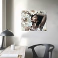 thumbnail image 4 of PIKWEEK African American Wall Art White Flower on Black Women Head Picture Prints Vintage Abstract Canvas Art Paintings Black Art Wall Decor 12*16inch/16*20inch, 4 of 6