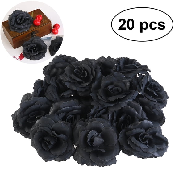 WINOMO 20pcs Rose Silk Flower wedding DIY Party House Office Shop Garden Decoration (Black)