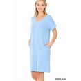 thumbnail image 2 of Zenana Women & Plus Rolled Short Sleeve V-Neck Midi Trapeze Tunic Dress, 2 of 3