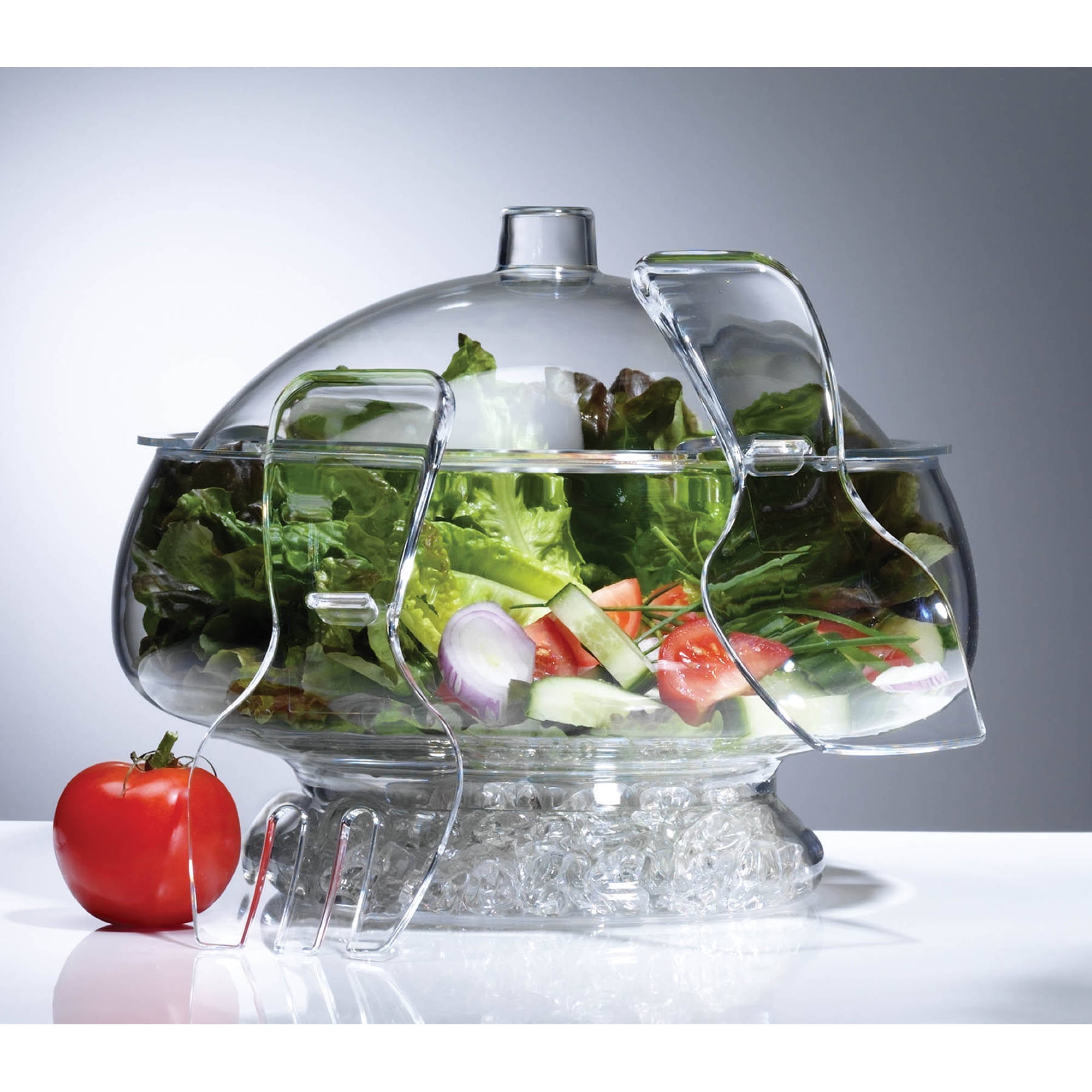 10 Prodyne SB-10 Flip Salad On Ice Bowl with Lid Set Clear 