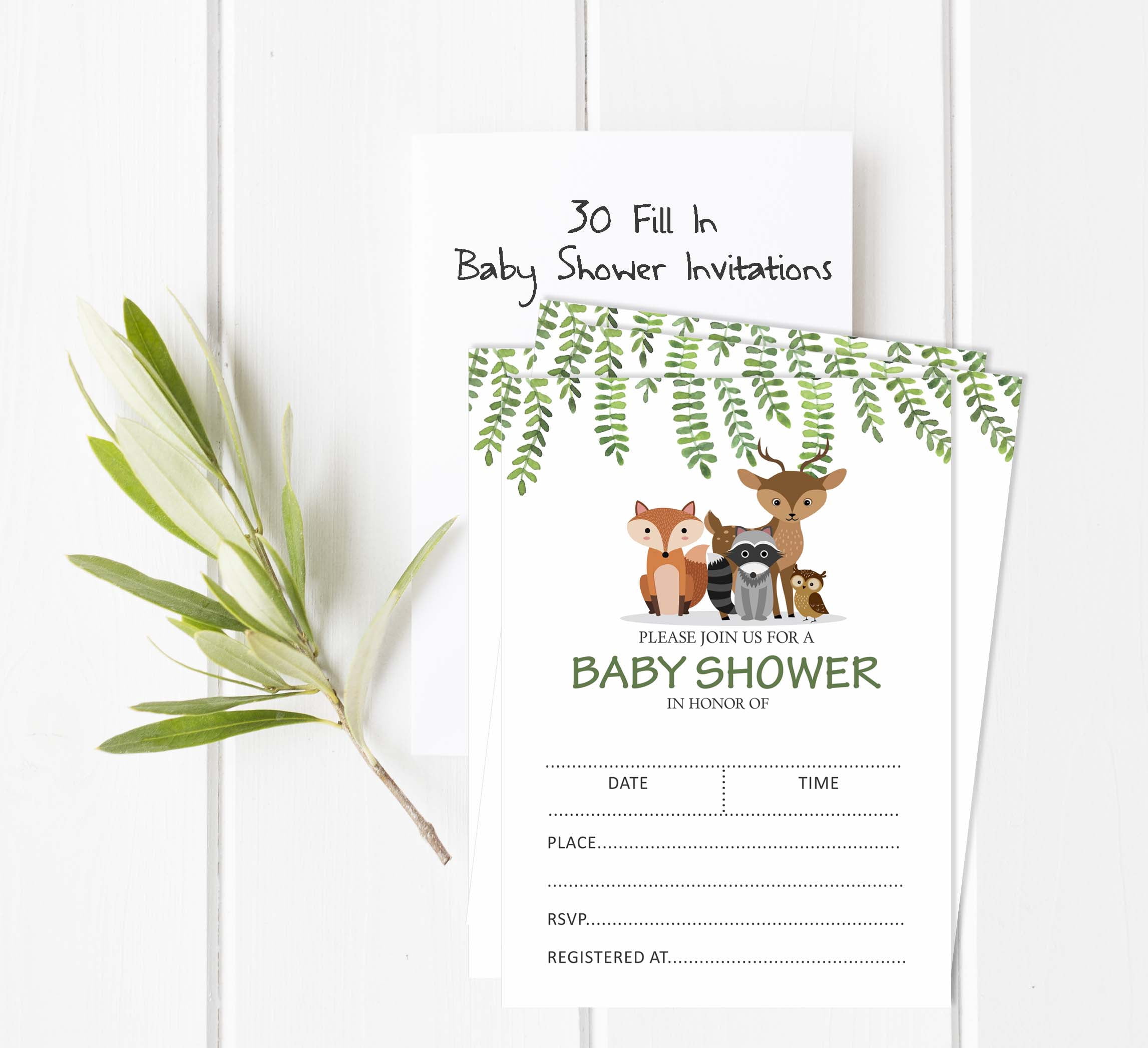 Inkdotpot 30Jungle Animals Baby Shower Invitation Cards Gender Neutral Fill In Blank Invites