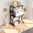 thumbnail image 6 of Desktop Printer Stand with 3 Tier Wood Storage Shelves,Under Desk Printer Table,Multi-Purpose Home Office Desk Organizer for Fax Machine, Scanner (Brown), 6 of 8