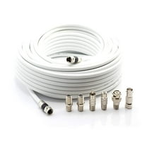 THE CIMPLE CO - 50' RG6 White & 6 Universal Coaxial Cable Connector Ends - F81 RCA BNC Adapters