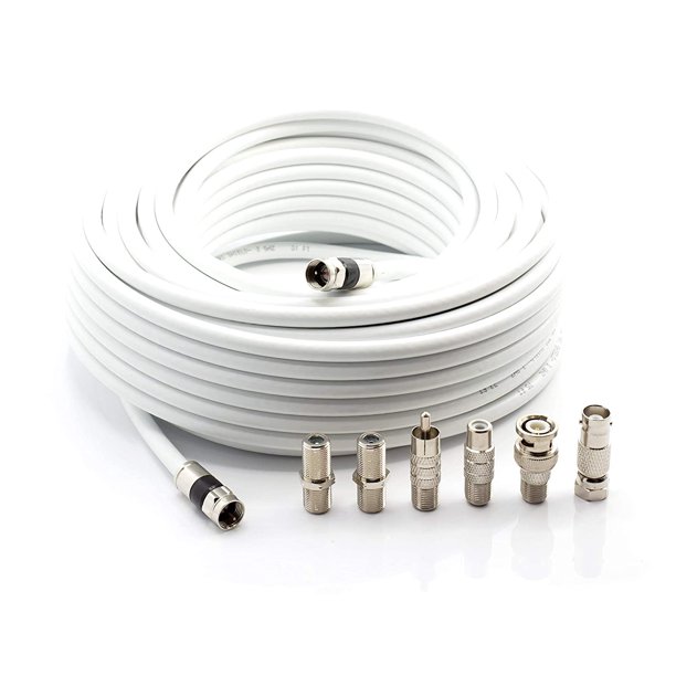 THE CIMPLE CO 50' RG6 White & 6 Universal Coaxial Cable Connector