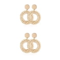 thumbnail image 2 of Aretes Circulares Hoja Cobre Sonducket Articulos Trenzados Rattan Boho Blanco, 2 of 6
