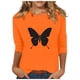 thumbnail image 2 of Honeeladyy - Camisetas de verano para mujer, manga 3/4, cuello redondo, bonitas túnicas, blusas holgadas y camisetas básicas, regalo para tu novia, esposa o mamá (naranja, M), 2 of 5