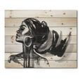 thumbnail image 3 of Designart 'Black and White Portrait of African American Woman IV' Modern Print on Natural Pine Wood, 3 of 5