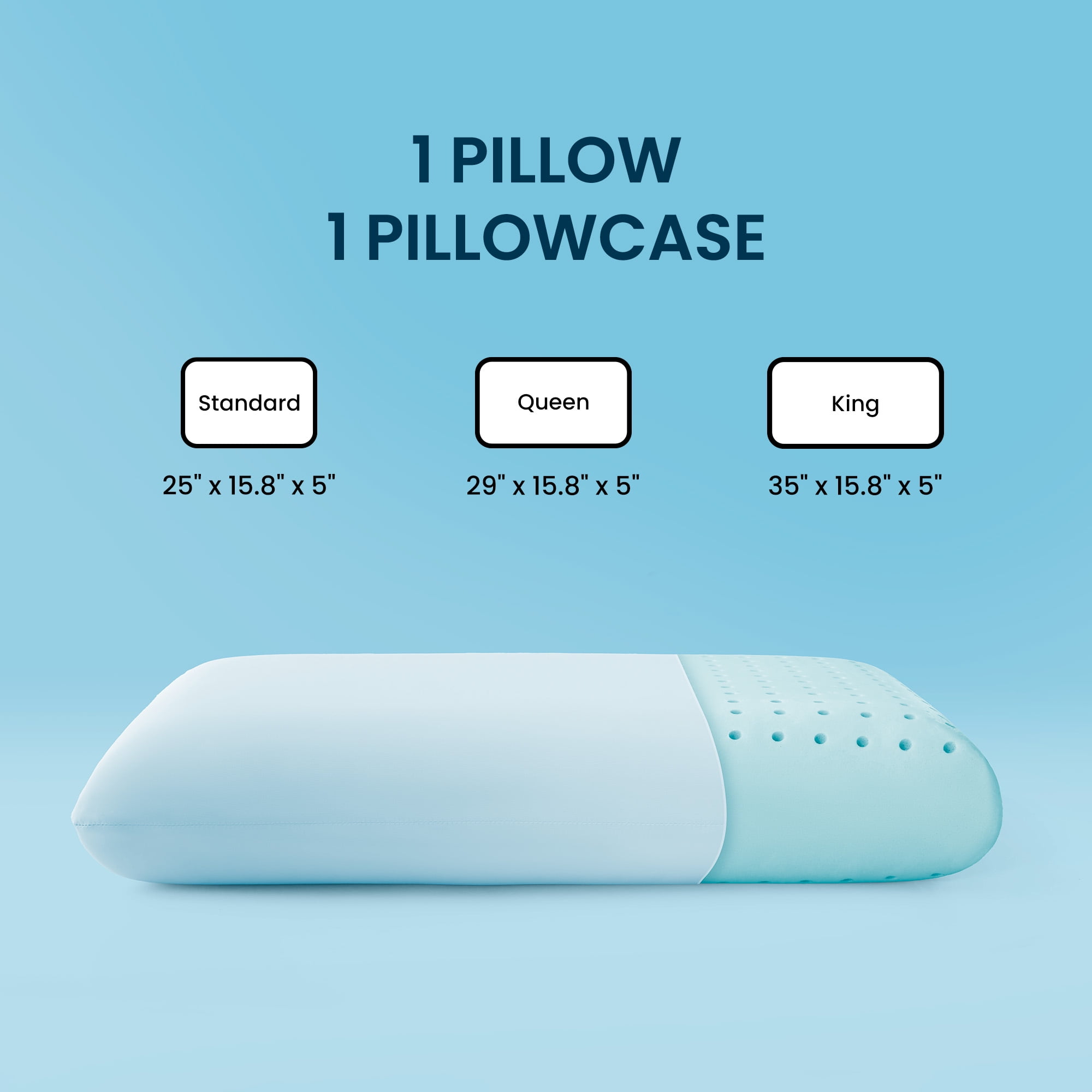 SLEEP ZONE Cooling Memory Foam Pillow Medium Firm Support for Back, Stomach and Side Sleepers (Blue, King, 2 Pack)