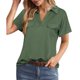thumbnail image 1 of Top con cuello en V para mujer, elástico, suave, transpirable, Retro, moda clásica, cuello en V, Top informal holgado de manga corta para mujer, 1 of 6