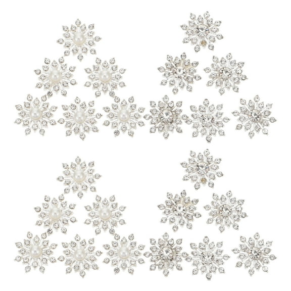 HOOWIFFY Silver Snowflake Beads 20Pcs Imitation Rhinestones Imitation Pearls Diy Craft Accessories