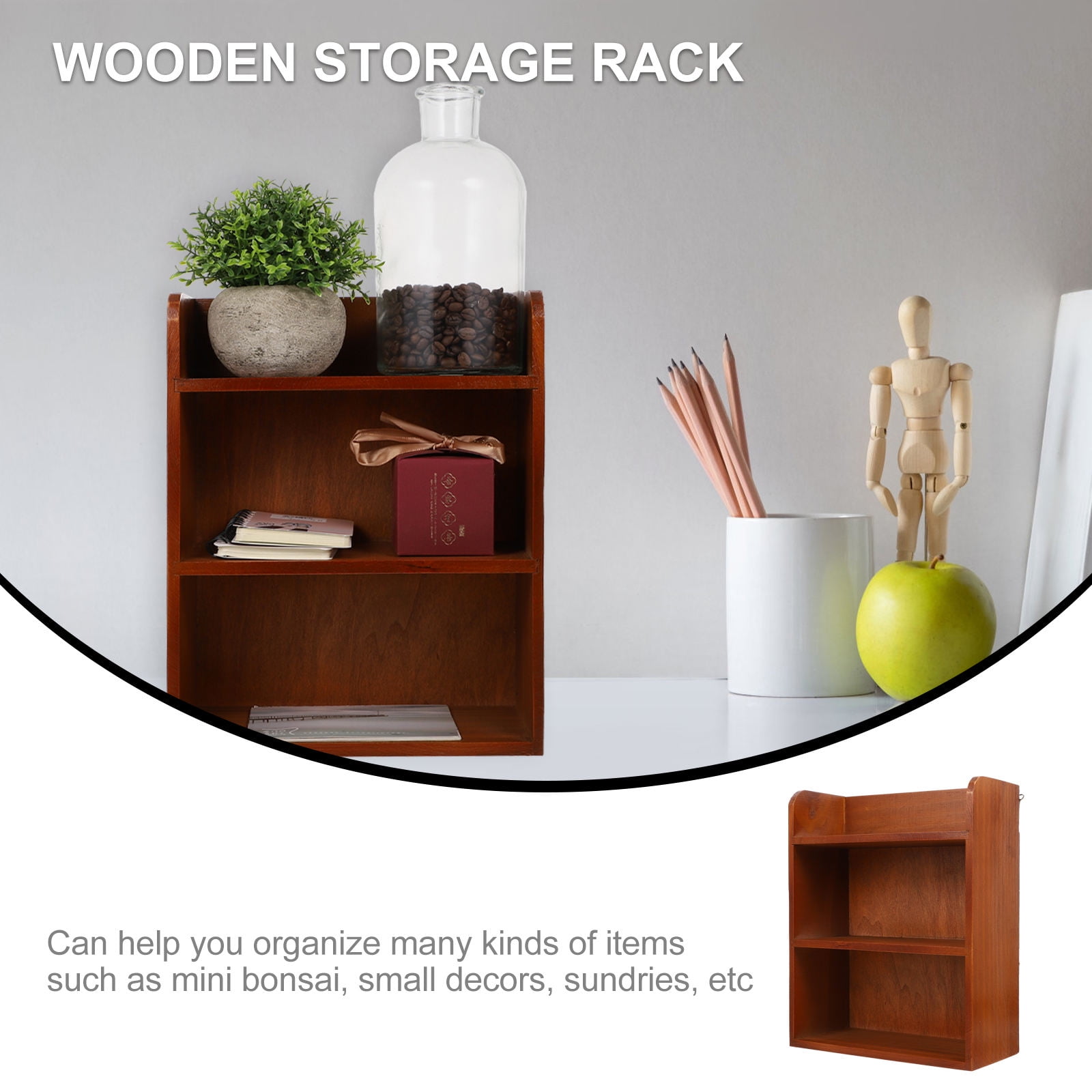 Raindrops  Organizer Multi-layer Solid Wood Rack Wooden Desk Mini Storage Holder