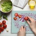 thumbnail image 3 of Hummingbird Cutting Board, Hummingbird Flies to the Flower Polkadots Flourishes Summer Garden Art, Decorative Tempered Glass Cutting and Serving Board, Large Size, Pink Fuchsia, by Ambesonne, 3 of 5