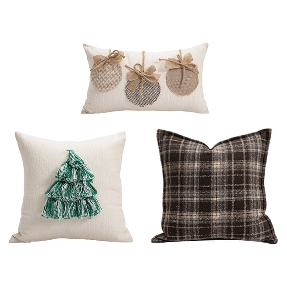 Christmas Throw Pillow Covers, Square Couch Pillows Cover, Home Textile Soft Christmas Decoration Home Throw Pillow Rectangular Decoration Throw Pillow Sofa Cover(Set, 3PCS, without core)