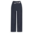 thumbnail image 6 of Fleece Lined Pants Women Winter Warm Sherpa Lined Straight Leg Pants Drawstring High Waist Trousers With Pockets, 6 of 9