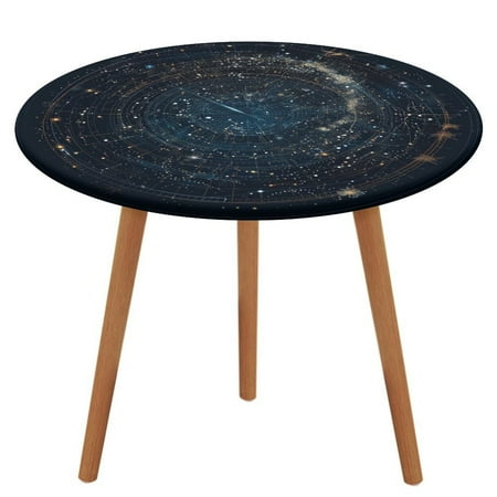 

ZHANGS Polaris Starlight Symphony 1303 Round Table Cover Stain-Resistant Fitted Tablecloth Oil-Proof Wipeable Elastic Table Cover Waterproof Table Cloth for Halloween Thanksgiving Christmas