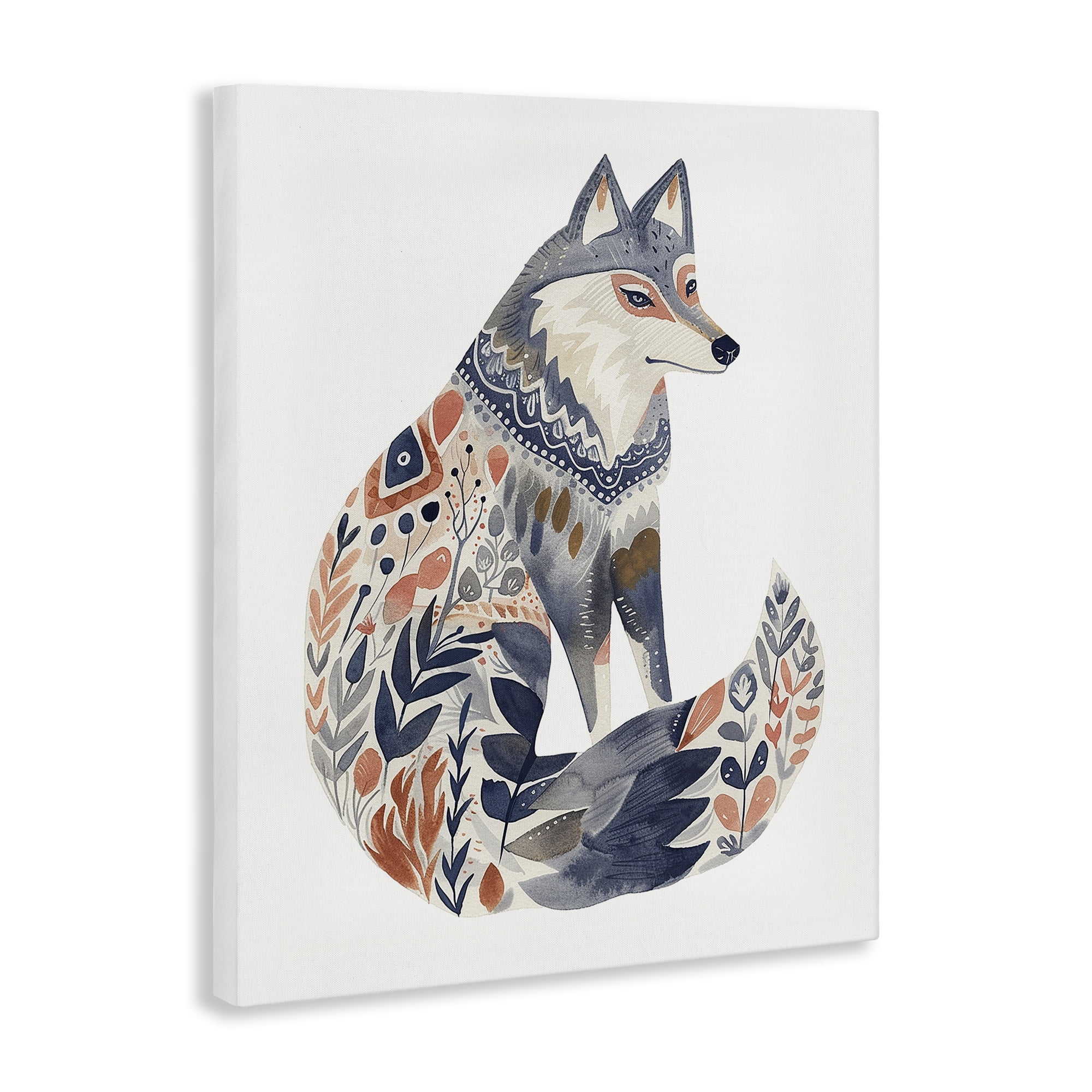 Stupell Industries Scandinavian Style Wolf Animals Painting Wrapped Canvas Art Print Wall Art, 16 x 20
