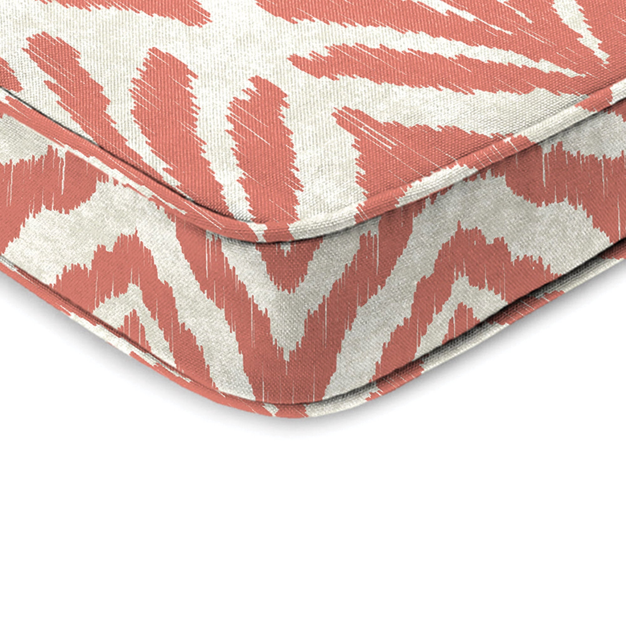 Jordan Manufacturing 17" x 18.5" Tinker Suntan Coral Ikat Rectangular Contoured Outdoor Chair Pad Seat Cushion with Welt (2 Pack)