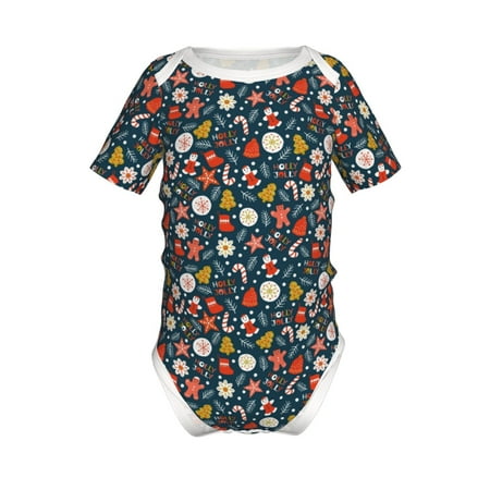 

Yiaed Holiday Christmas Cookies Print Infant Climbing Short Sleeve Onesie One-Piece Baby Bodysuit Clothes 0-12 Months -6 Months