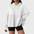 thumbnail image 2 of adviicd Womens Oversized Hoodies Sweatshirts Casual Lantern Long Sleeve Drawstring Peplum Hem Loose Pullover Tops (White, XXL), 2 of 6