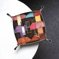 thumbnail image 6 of Multi-Size Leather Tray Four Corners Four Button Design Anti-Scratch Waterproof Convenient Cleaning Convenient Storage Saddlebrown Colorful Houndstooth Hand-Drawn Sketch_2 Medium, 6 of 8