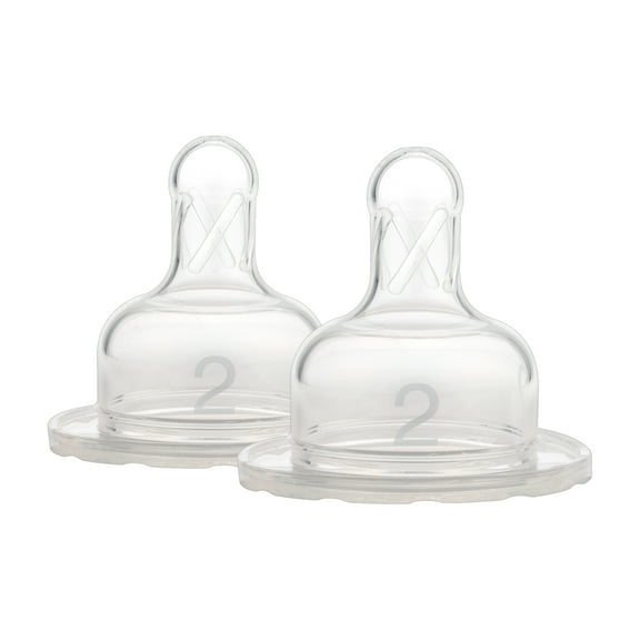 Dr. Brown's Natural Flow Original Wide-Neck Nipple - Level 2 - Clear, 2-Pack