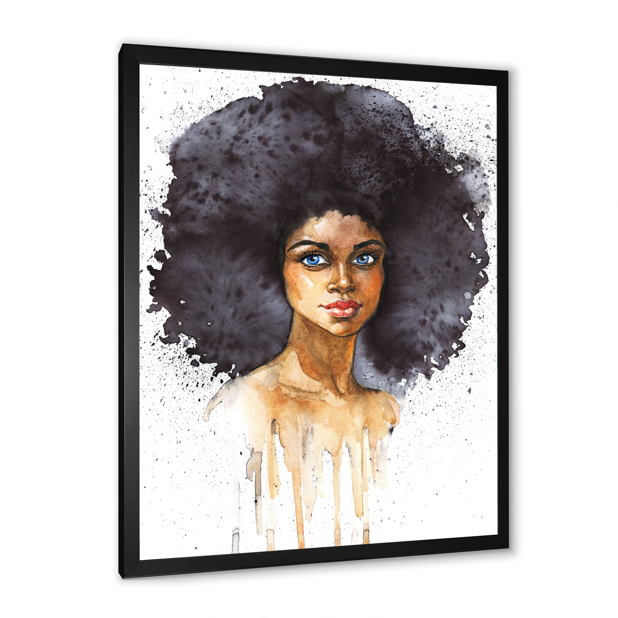 Designart 'Portrait of Afro American Woman X' Modern Framed Art Print