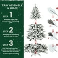 thumbnail image 3 of Tcbosik 5ft Snow Flocked Artificial Christmas Tree with Hinged Branches, Unlit Xmas Tree with Metal Stand for Holiday Decoration, Snowy Green, 3 of 7