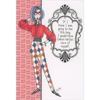 Pictura Take Better Care of Myself: Blue Haired Woman With Stylish Outfit Funny Birthday Card for Women