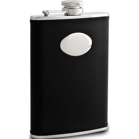 

Fashion Black Faux Leather 8Oz Stainless Steel Flask With Funnel (3.8 X 0.8) Made In China gm3810