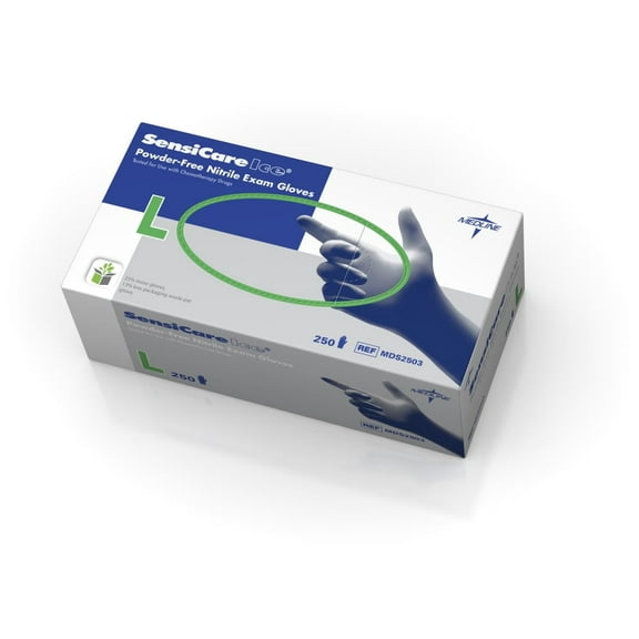 SensiCare Ice Blue Nitrile Exam Gloves,Blue,Large MDS2503H