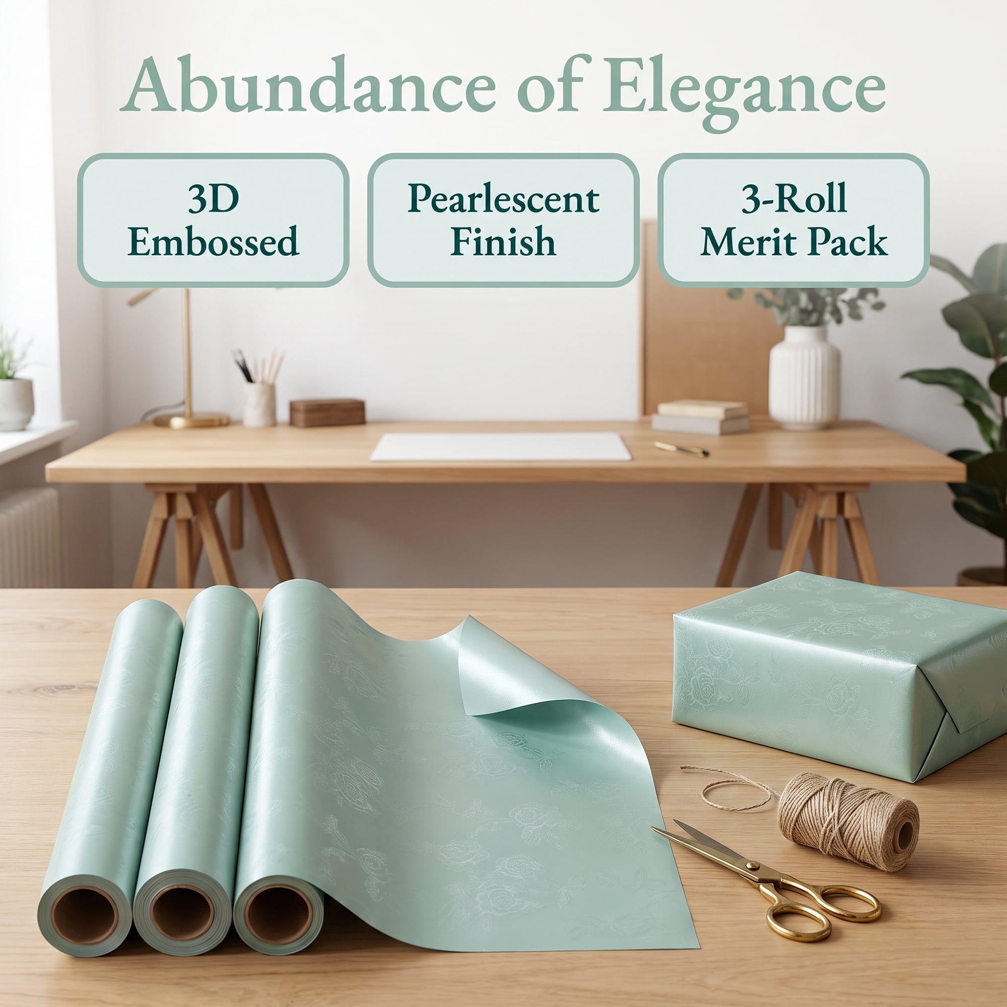 Unique Bargains Luxury Matte Gift Wrapping Paper with Rose Pattern Sky Blue 27.6" x 19.7"