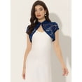 thumbnail image 3 of Cárdigan de encaje para mujer, cuello alto, corto, elegante, encogimiento de hombros Azul Oscuro S, 3 of 6
