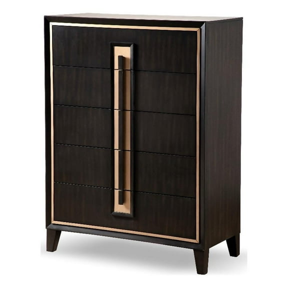 Furniture of America Wenton 5-Drawer Solid Wood Chest in Espresso