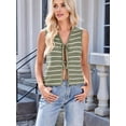 thumbnail image 5 of Women'S 2025 Summer Trendy Crochet Knit V Neck Sleeveless Tie Front Striped Sweater Vests Beach Outfits  Green L, 5 of 7