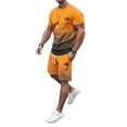 thumbnail image 4 of SHIXIAOO Men's 2025 Summer Tracksuit Plus Size Short Sleeve O Neck Athletic Suit Casual Color Block Drawstring Waist Tracksuit Set Men's Suits Slim Fit Modern Chef Suit for Men, 4 of 6