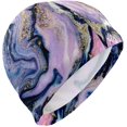 thumbnail image 1 of FYBTO Swimming Cap Purple Marble Textured Unisex Adult FYBTO Polyester, 1 of 4