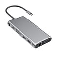 thumbnail image 1 of Concentrador USB Tipo C 12 en 1. Adaptador Tipo C A 2 , VGA 4K, RJ45, LAN, Ethernet, SD, TF, PD, USB-C 3.0, Audio/Micrófono de 3,5 mm., 1 of 5