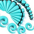 thumbnail image 4 of Opolski 30 Pcs Spiral Tapers Plugs Big Gauges Kit 10-20mm Turquoise Stretching Set, 4 of 5