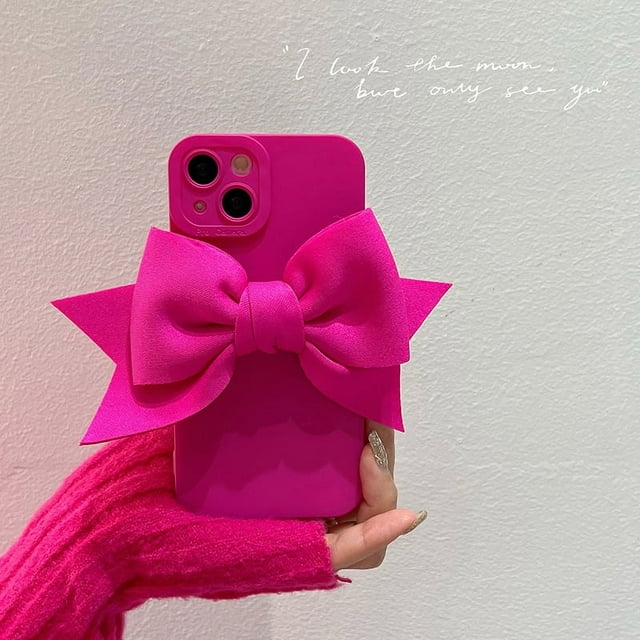 Fluorescence Matte Silicone Phone Case For iphone 15 14 12 13 Pro Max 11 X XR 7 Plus SE Cute 3D Bow Soft camera protective Cover FJH