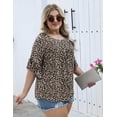 thumbnail image 5 of WQD Womens Plus Size Tunic Top 3/4 Ruffle Sleeve Crewneck Pleated Blouse Dressy Casual, 5 of 6